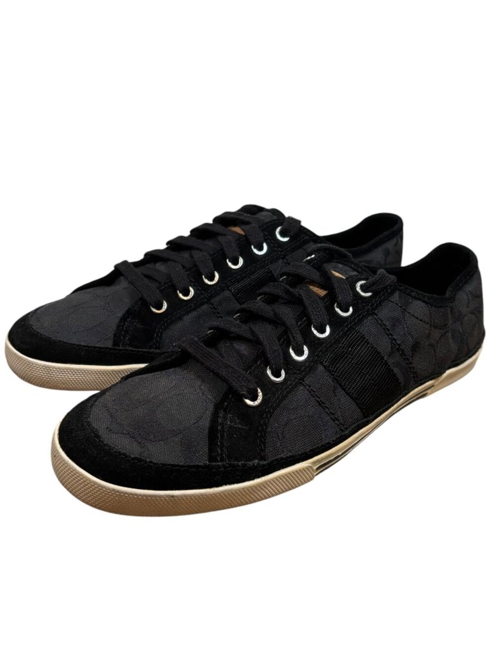 Coach Mason Black Jacquard Low Top Sneakers Classic Signature Pattern Mens 11